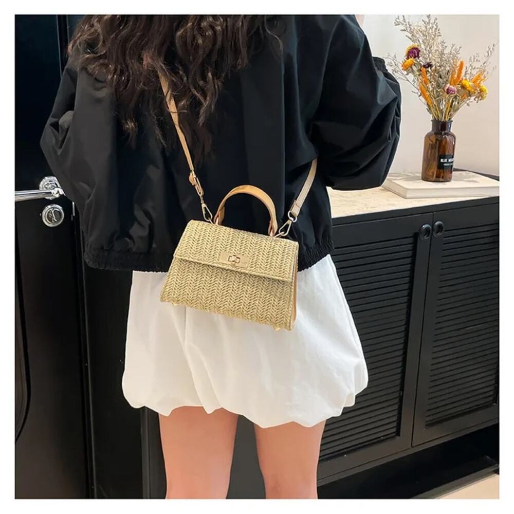 Woven Straw Crossbody Bag and Top Hand Purse - Picture 3 of 11